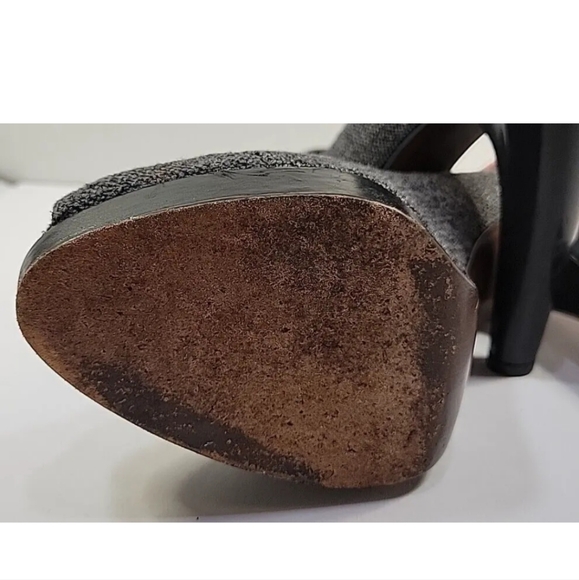 Stuart Weitzman Grey Tweed Peep Toe Stiletto Pumps Heels Size 8.5 - Picture 10 of 16